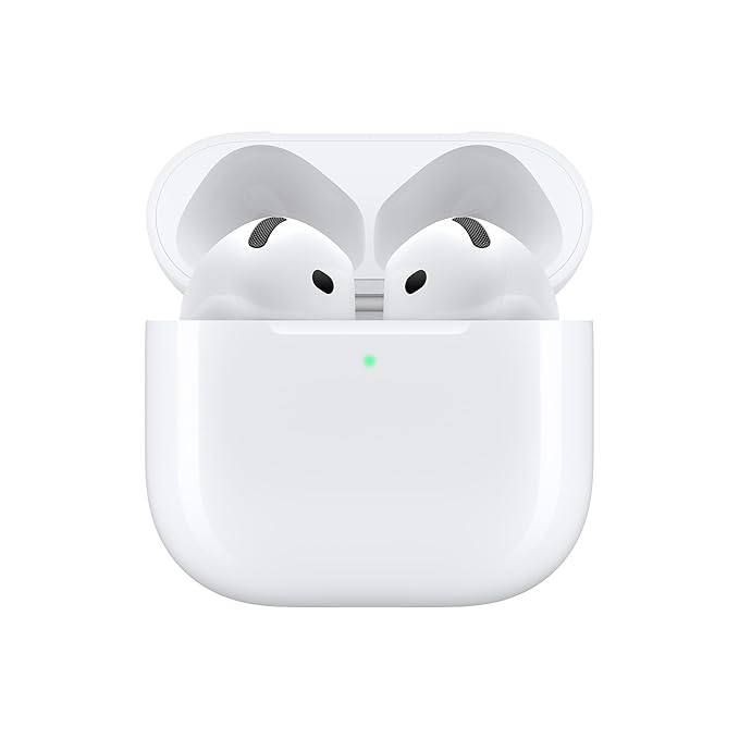 Jedix AirPods 4 Wireless Earbuds, Bluetooth Headphones, Personalised Spatial Audio, Sweat and Water Resistant, USB-C Charging Case, Up to 30 Hours of Battery Life, Effortless Setup for iPhone