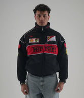 Black Ferrari Embroidered Jacket – Racing Streetwear