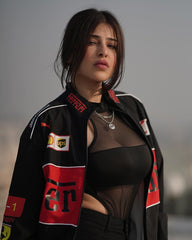 Black Ferrari F1 Racing Jacket – High Definition Print (Unisex)