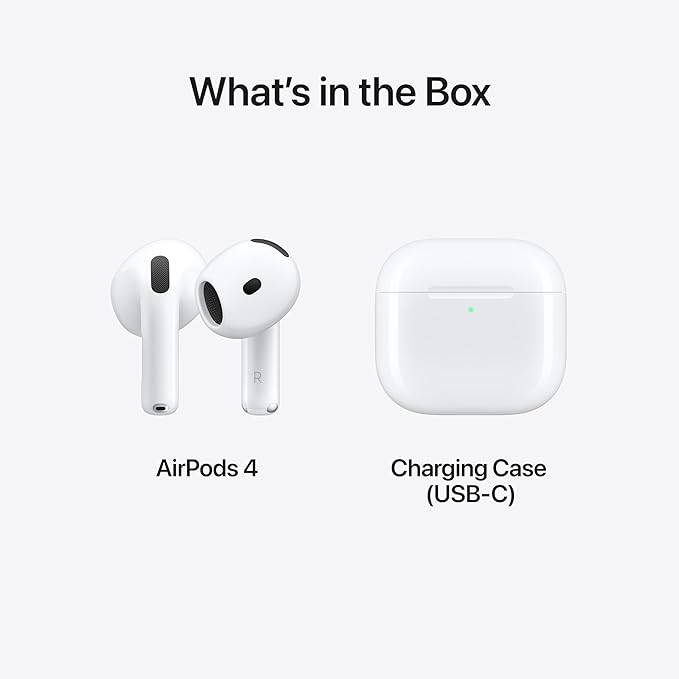 Jedix AirPods 4 Wireless Earbuds, Bluetooth Headphones, Personalised Spatial Audio, Sweat and Water Resistant, USB-C Charging Case, Up to 30 Hours of Battery Life, Effortless Setup for iPhone