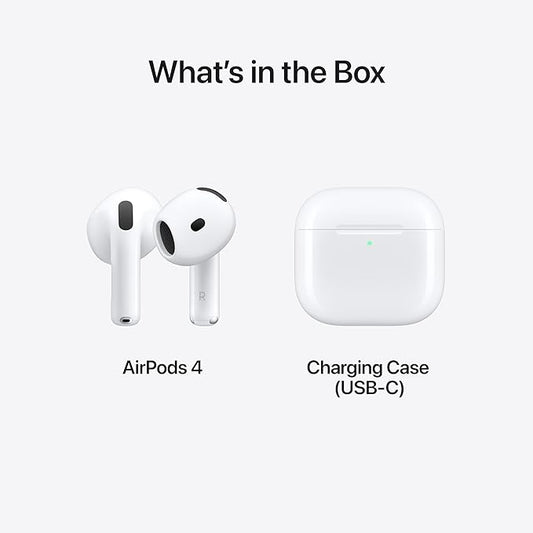 Jedix AirPods 4 Wireless Earbuds, Bluetooth Headphones, Personalised Spatial Audio, Sweat and Water Resistant, USB-C Charging Case, Up to 30 Hours of Battery Life, Effortless Setup for iPhone