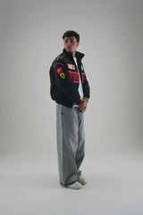 Black Ferrari Embroidered Jacket – Racing Streetwear