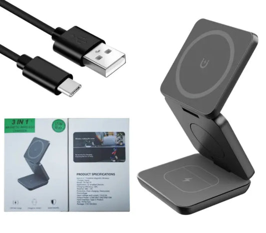JEDIX 3in 1 Magnetic Foldable Folding Wireless Charger fast Charging Station For iphone Smart Watch 3-in-1 Travel power Adapter
