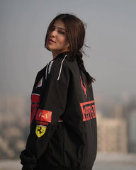 Black Ferrari Jacket - F1 Inspired Retro-Modern Streetwear India