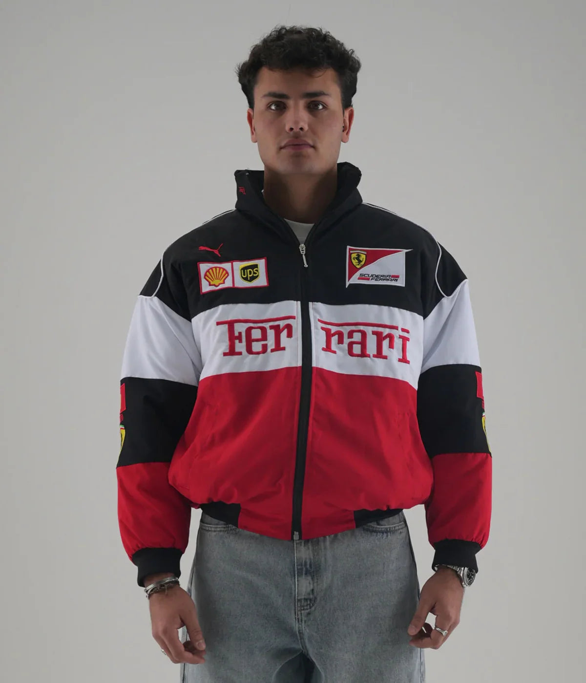 Ferrari F1 Embroidered Jacket – Triple Logo Racing Edition
